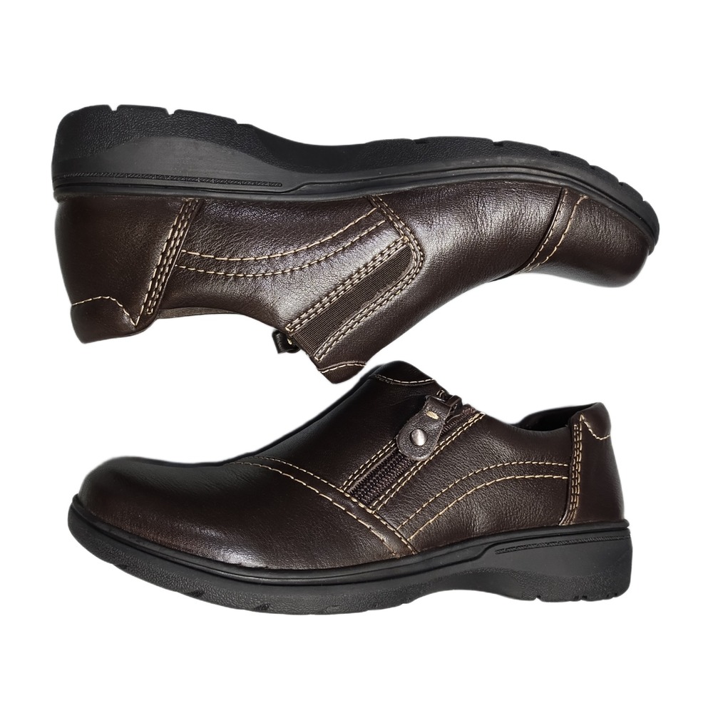 Clarks Collection Carleigh Ray Casual Shoes Womens US 7M Brown Leather Side Zip